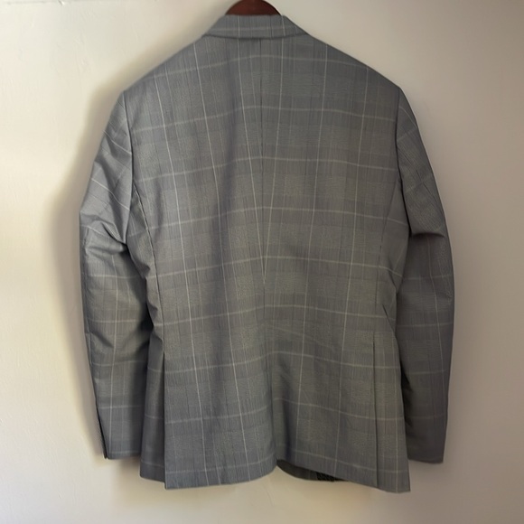 Suit set blue squares modern like new 3 times used slim fit size L pants 34X32 - Picture 2 of 8